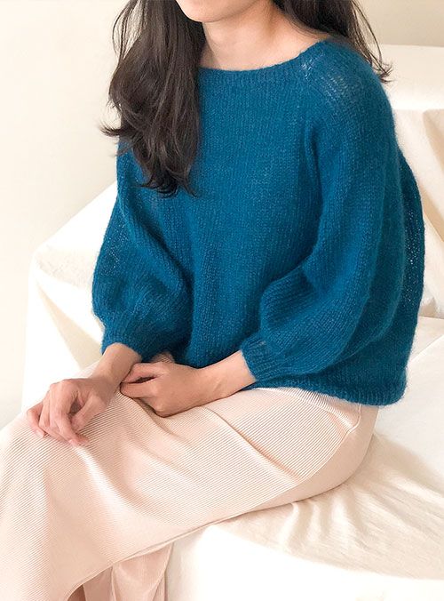 새틴 알파카 모헤어 벌룬 탑다운