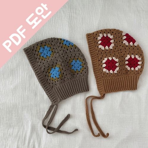 코바늘 그래니스퀘어 보닛 바라클라바