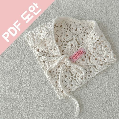 코바늘 모티브 헤어커치프 숄