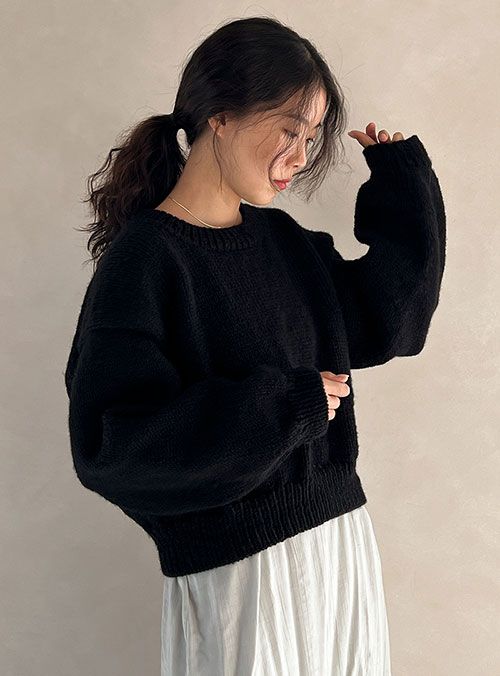 울리울리 드롭숄더 탑다운 스웨터