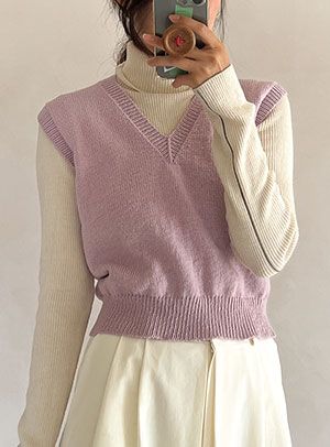 에어리코튼 베이직 브이넥 조끼