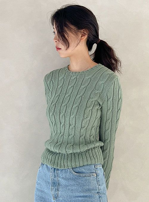 필 카레스 꽈배기 바텀업 스웨터