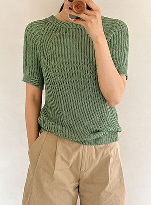 디어린넨 아보 브리오쉬 반팔 탑다운