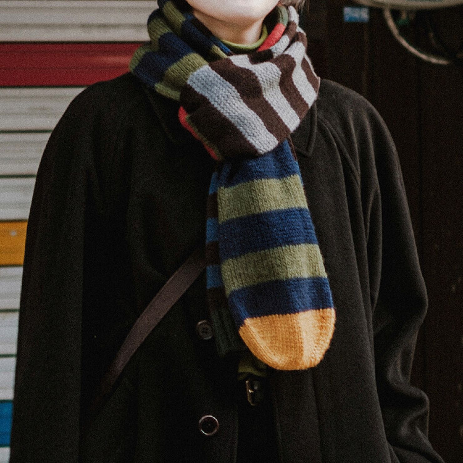 스트라이프 양말 목도리