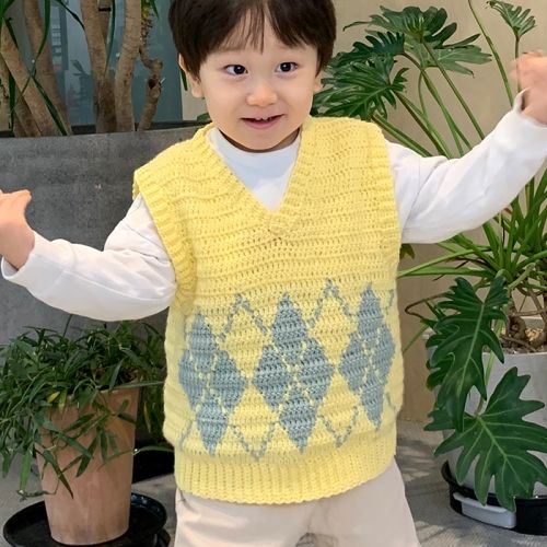 씨씨 바이오 아가일 체크무늬 조끼