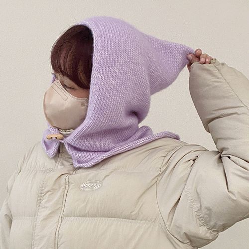 메리노 코튼 후드 망토 바라클라바