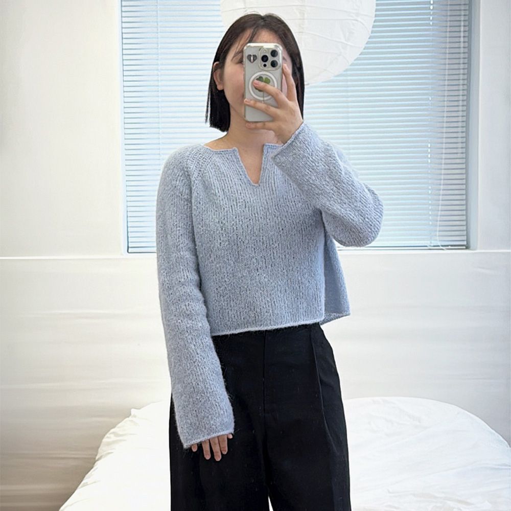 베이비 알파카 실크 트임 풀오버