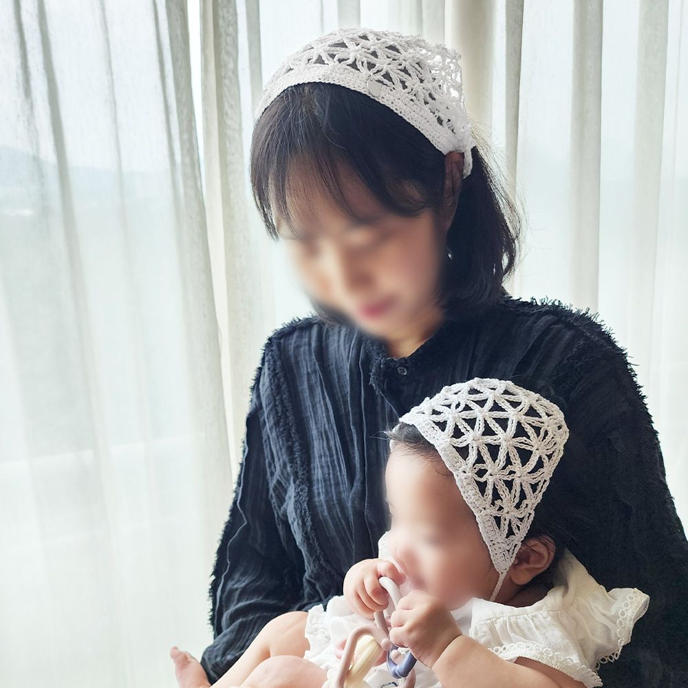 코튼 클래식 플라워 아기&엄마 보넷