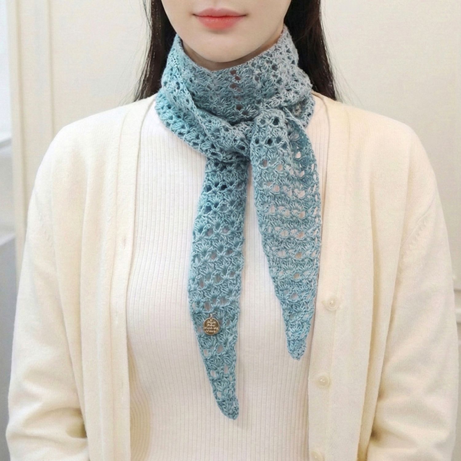 베이비 알파카 코튼 하트 에어리 스카프